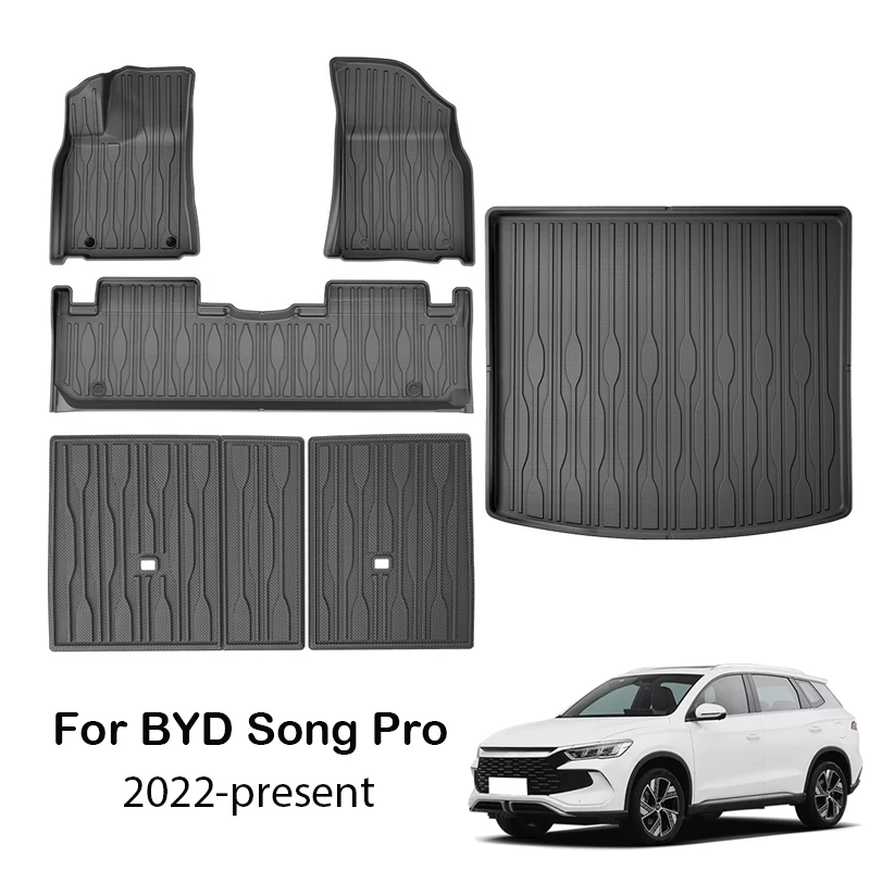 TPE Car Floor Mats For BYD Song Pro Dmi 2022-2024 Cargo Liners Waterproof Non-slip Seat Back Protector Trunk Mats Car Carpet