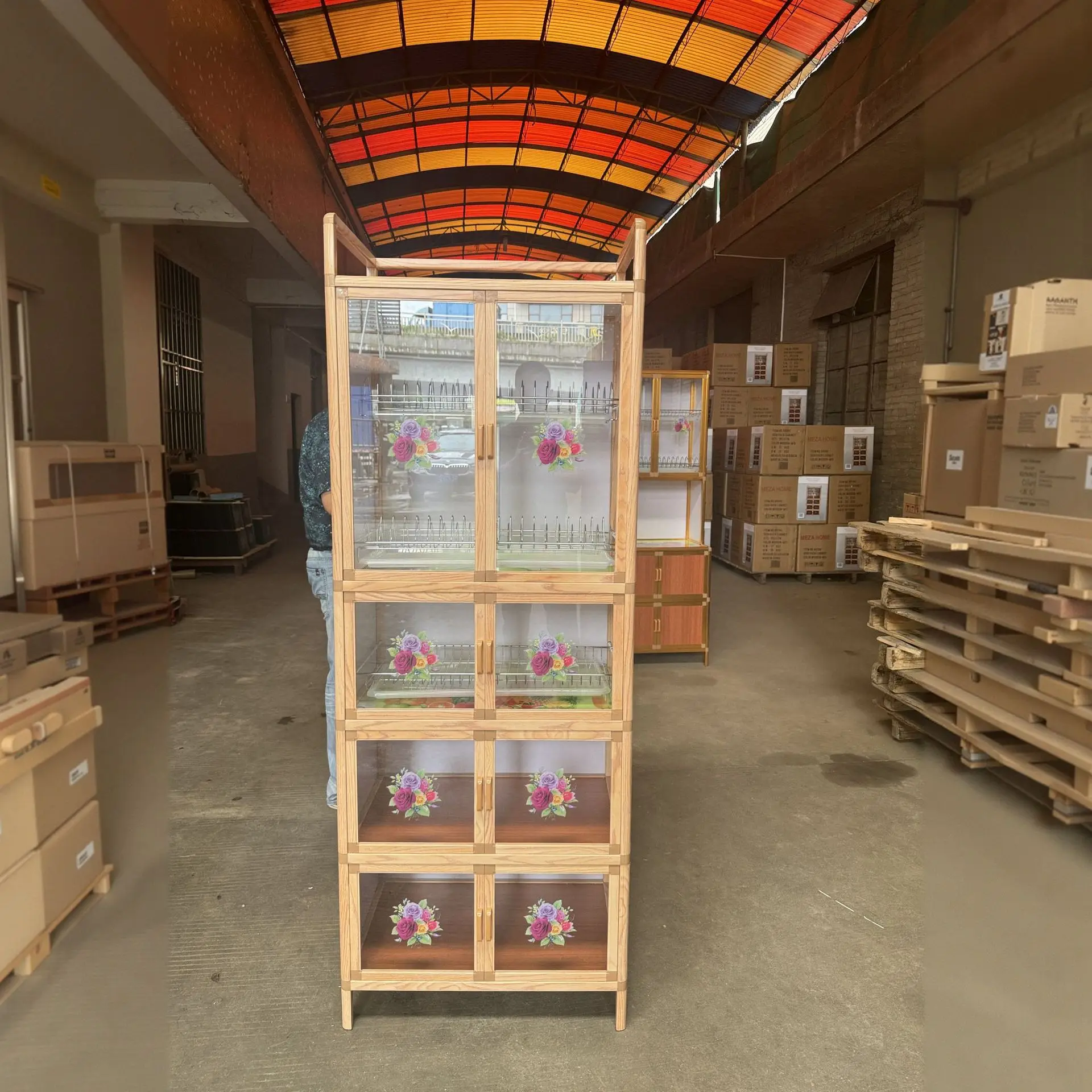 Aluminum alloy cupboard, drain, kitchen storage cabinet, storage side storage, tea cabinet