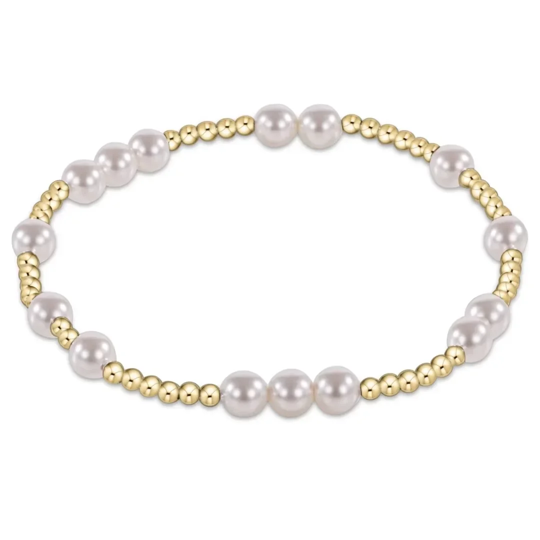 Vlen Shell Pearl Bracelet 18K Gold Plated Beads Stackable Cross Charm Jewelry Gift for Women Girls
