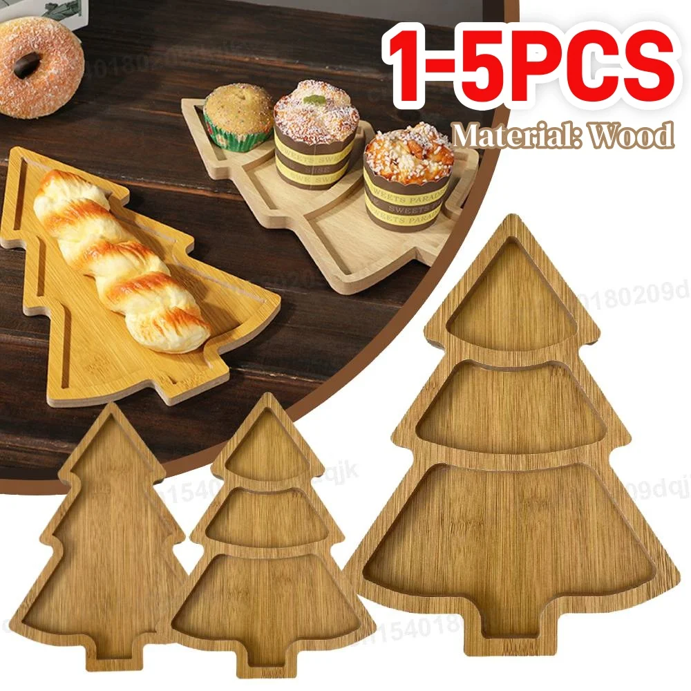 Wooden Christmas Tree Plate Tray Charcuterie Restaurant Dessert Boards for Food Appetizers Desserts Snacks Sushi Christmas Decor view 2