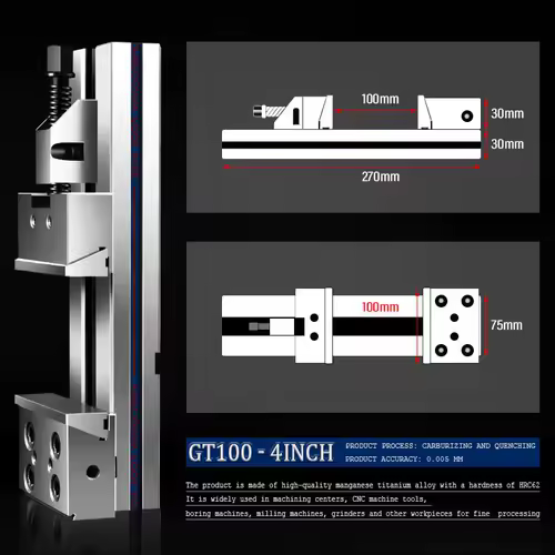 GT100x100 & GT125x150 Machine Vise 4/ 5inch Precision Desktop Vise For CNC machining center lathe and milling machine - Image 8
