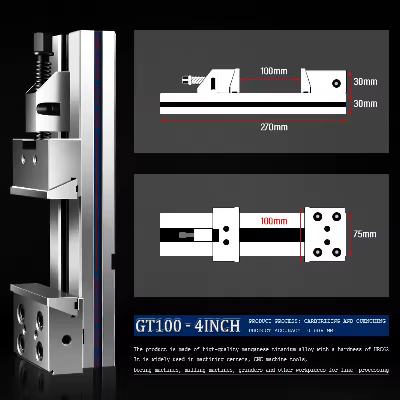 GT100x100 & GT125x150 Machine Vise 4/ 5inch Precision Desktop Vise For CNC machining center lathe and milling machine - Image 8