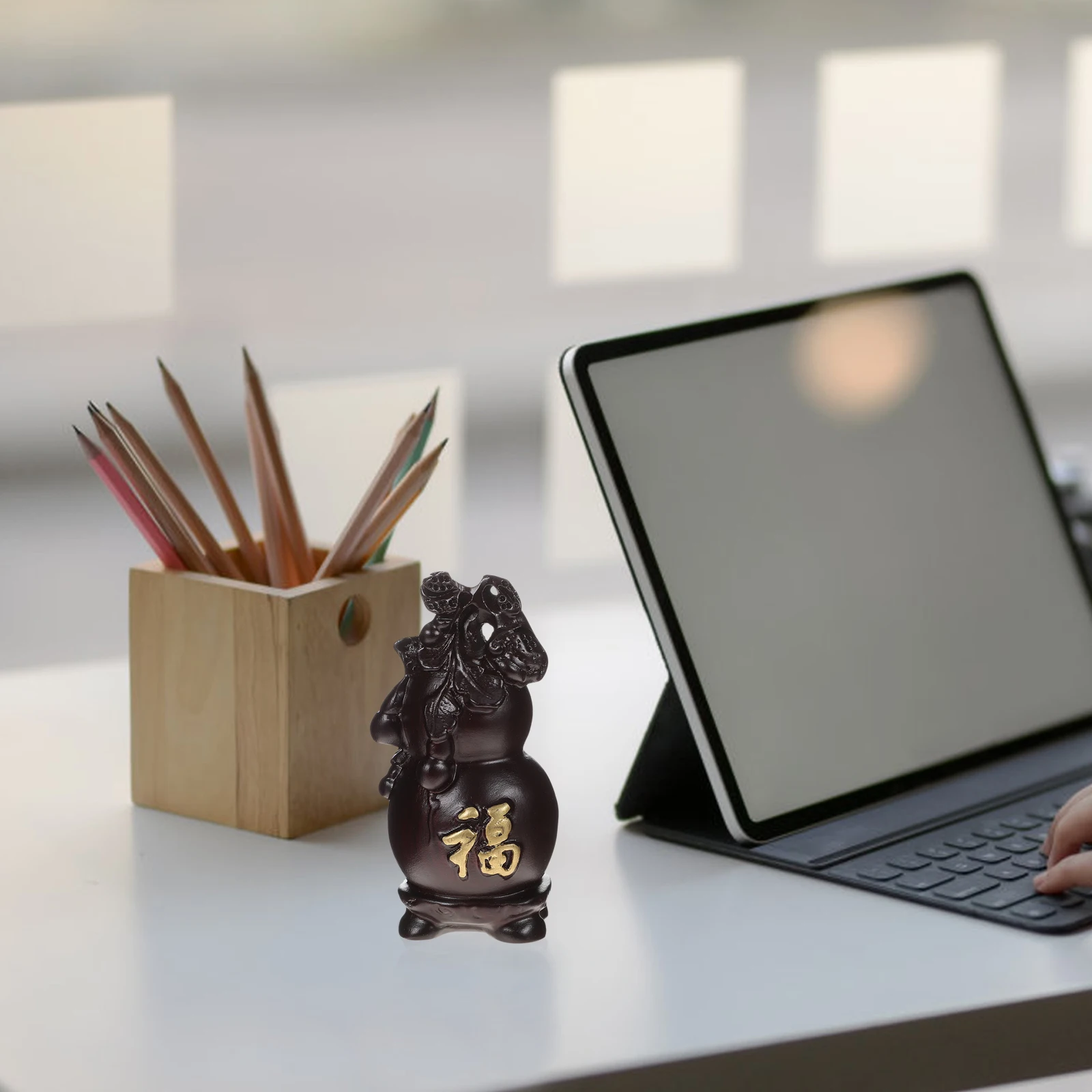 

Creative Gourd Desktop Ornament Small Wooden Decor Exquisite Carved Craft Unique Home Office Amulet Ebony Sculpture
