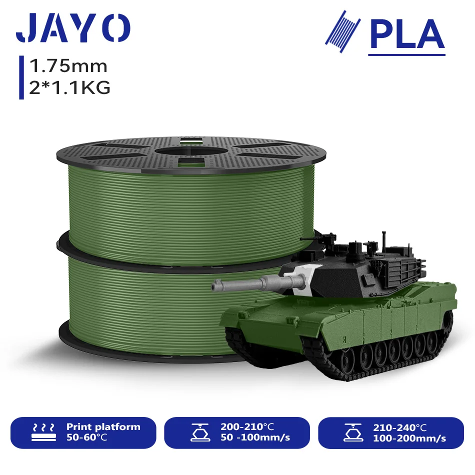 JAYO 2,2 kg 3D-PLA-Druckerfilament 1,75 mm, ungiftig und blasenfrei, PLA-Kunststoff als 3D-Druckfilament für 99 % der 3D-FDM-Drucker und -Stifte