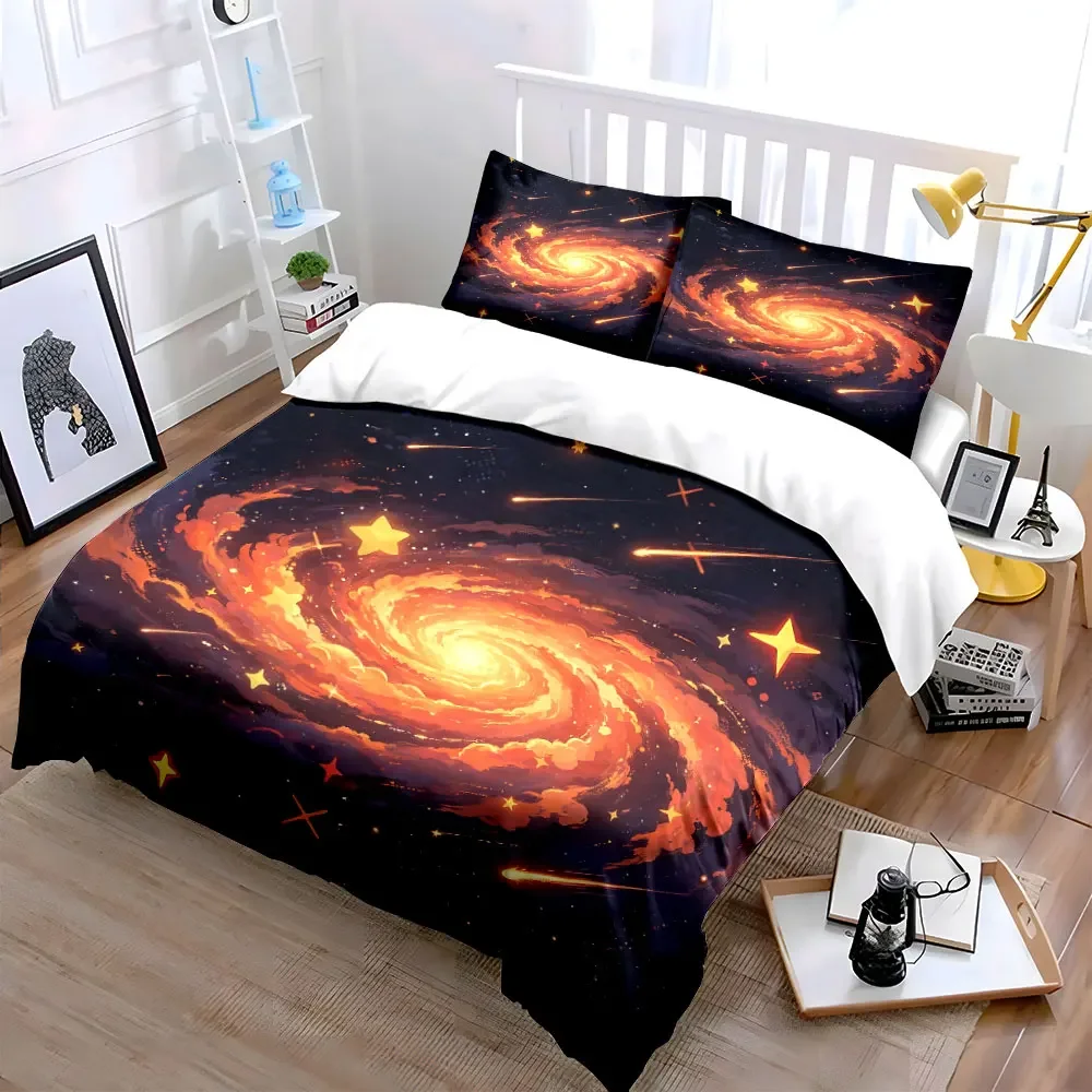 Galaxy-Themed Room Decor Set Soft Comfortable Duvet Cover Bedding Set Included 1*Duvet Cover & 2*Pillowcases, gift