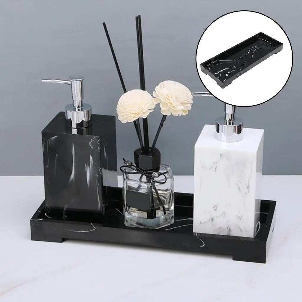 Vanity Tray, Resin Jewelry Dish Tray Bathroom Countertop Organizer Tray for Bathroom Toiletry Countertop Vanity Organization