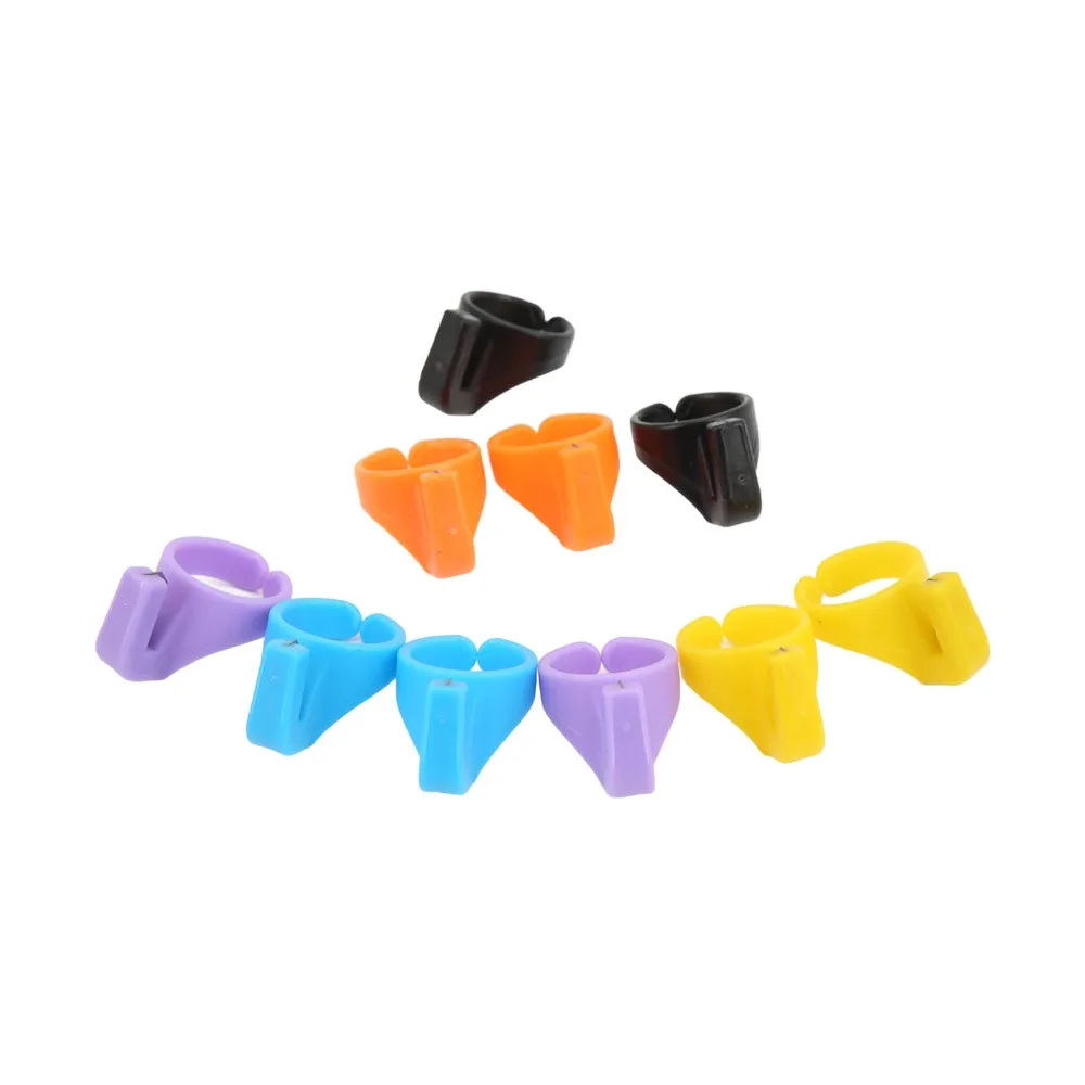 10pcs Durable Plastic Ring Cutter Different Colors Ergonomic Design Thread Cutter Plastic Thimble Set Embroidery