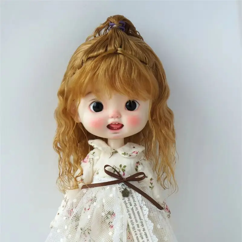 JD745L New Material Long Mohair BJD Wig High Ponytail Hair For Size 8-9inch 9-10inch 10-11inch Qbaby Blythe Doll Accessories