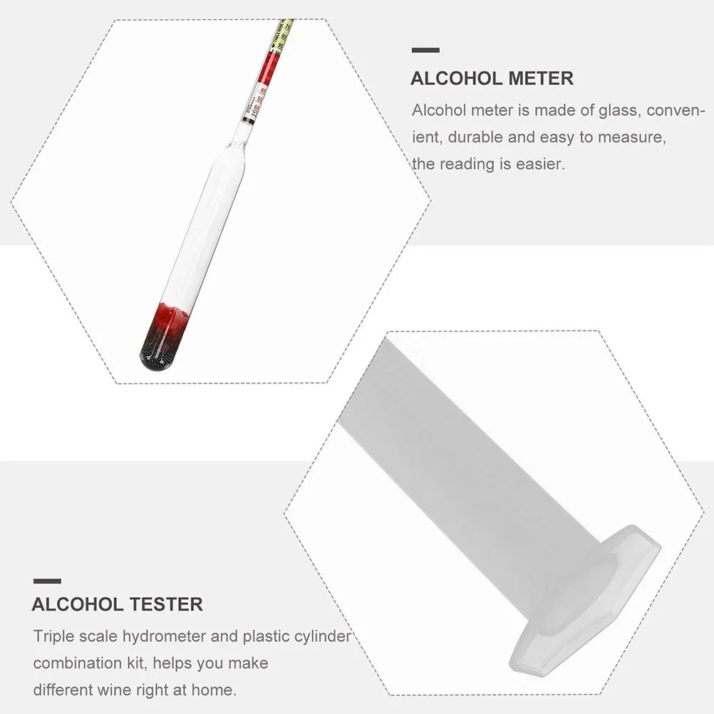 

3 set Triple Scale Alcohol Hydrometer Test Cylinder For Home Brew Wine Making Fermentation Kit Brewing Supplies