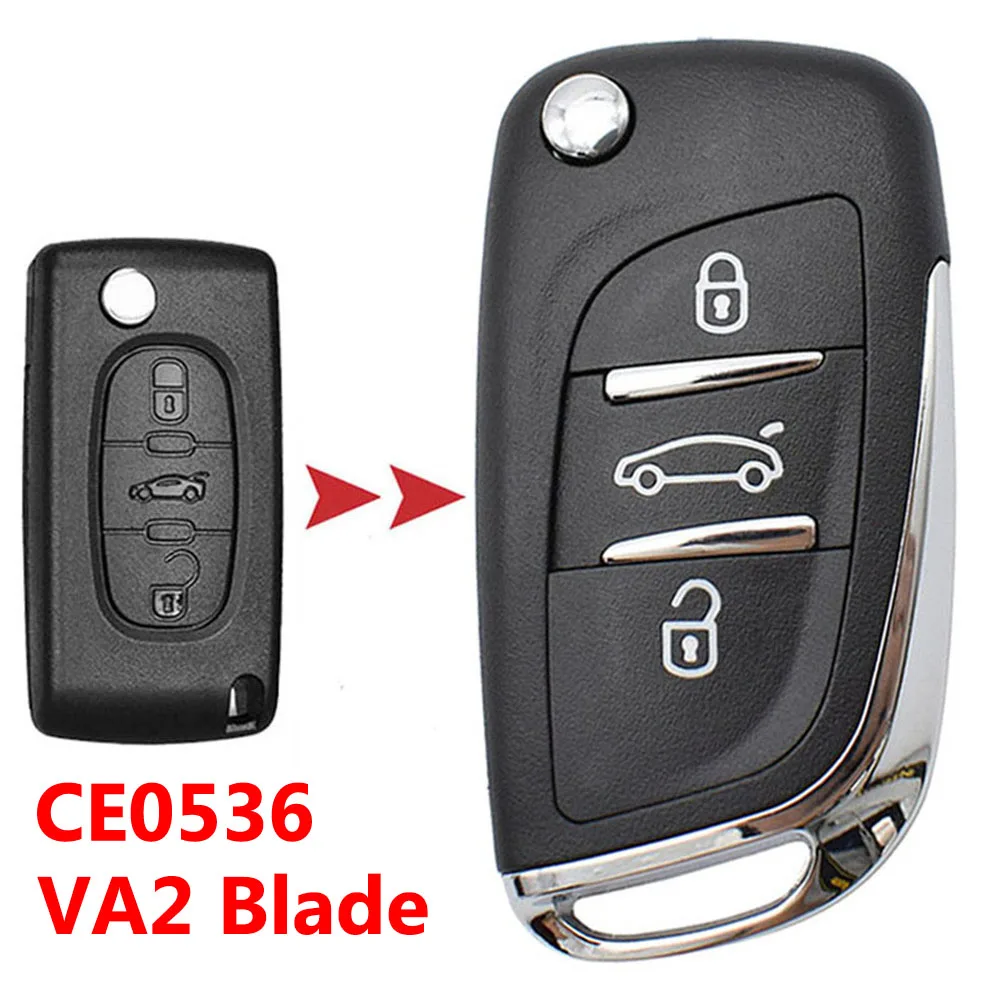 

3 Button Modified Car Remote Key Shell Case Fob For Citroen C2 C3 C4 For Peugeot 308 207 307 3008 807 Partner VA2 Blade CE0536