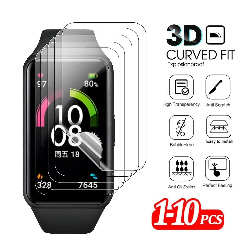 Protector de pantalla para Huawei Band 6, película protectora de hidrogel suave, no de cristal, para Honor Band 6, 1-10 unidades