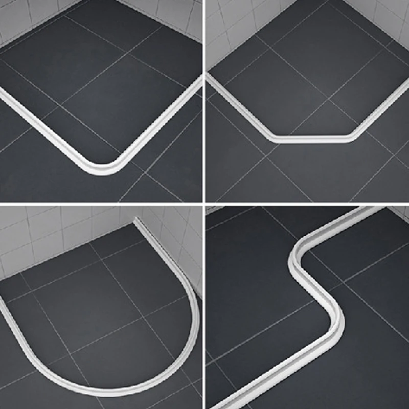 1PC Gray Water Retaining Strip Collapsible Shower Threshold Water Dam Shower Barrier and Retention System 1m