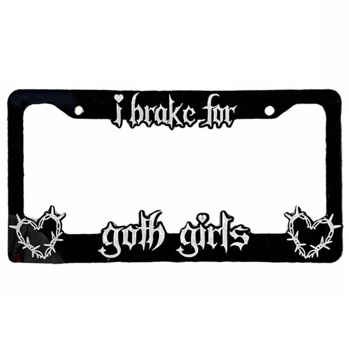 Black License Plate Frame Decorative License Brake for Goth Girls Auto Plate Frame Portable for Car Lover