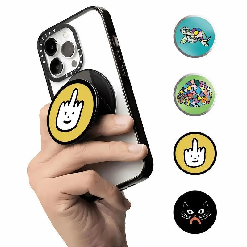 حامل هاتف مغناطيسي راقي ، حامل عصري ، مشبك حلقي شخصي ، شفة حمراء ، لون سلحفاة ، سمك البحر الرمادي ، دفع سحب ، قبضة المفاجئة #1