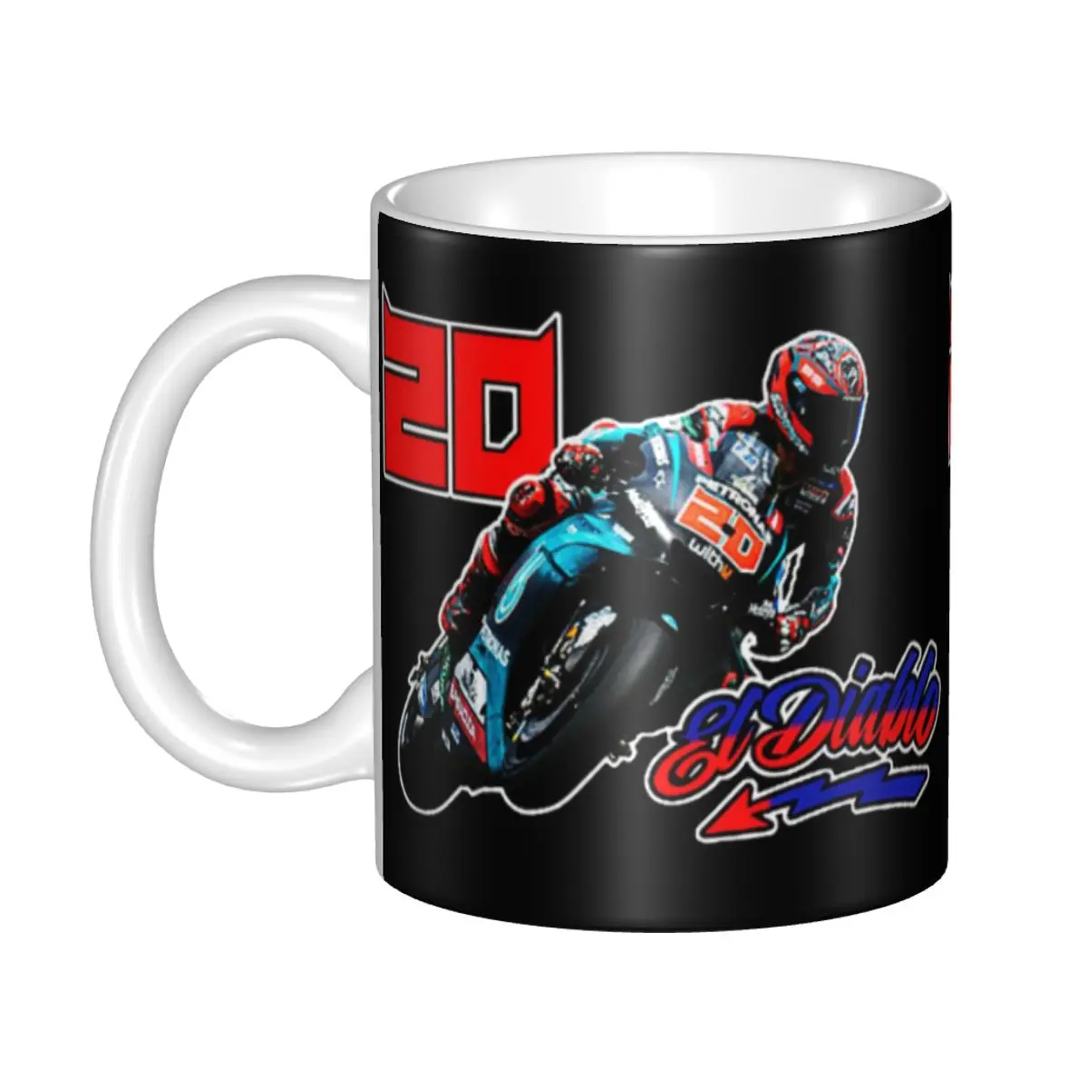 Customized Fabio Quartararo Coffee Mug DIY French Motorcycle Racer Ceramic Tea Milk Cup Outdoor Work Camping Cups And Mugs