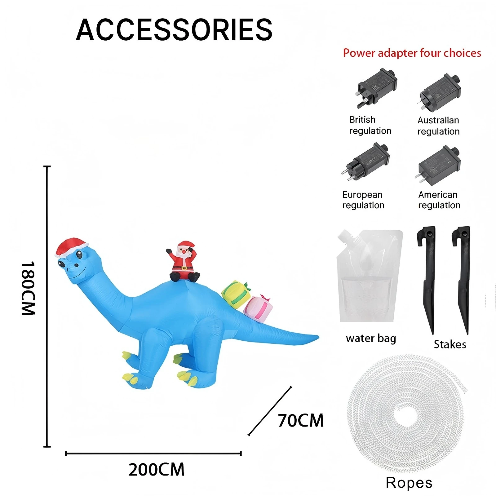 6.56FT لعبة قابلة للنفخ الأزرق ديناصور سانتا مع مصباح ليد عيد الميلاد ساحة الحديقة الطرف الديكور عيد الميلاد لوازم المنزل الحلي الهدايا #6