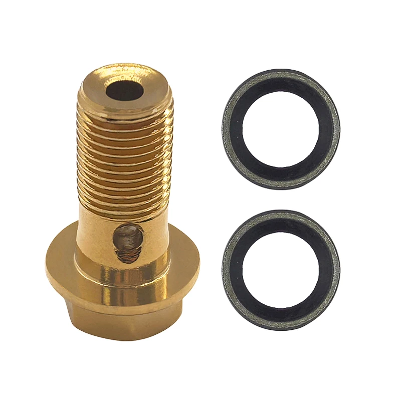 Stahl M10x1.0 oder M10x1.25 Banjo-Bolzen Bremsanschluss Gold Sechskantschraube Leitungsadapter