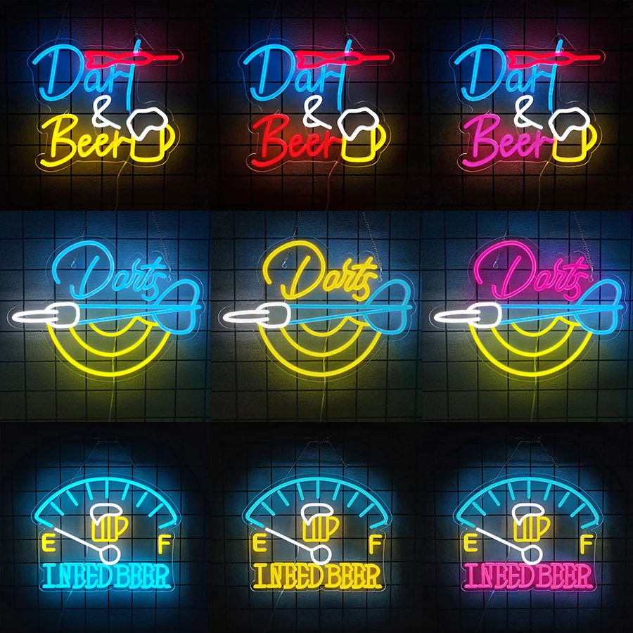 Darts Beer Neon Sign,Beer LED Neon Light for Wall Decor,USB Powered Neon for Bedroom Man Cave Bar Pub Home Store Club Party Gift
