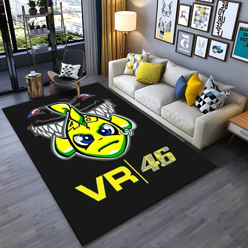 The Doctor Cartoon Character Black Carpet Mat Colorful Lettering Living Room Rug with Number 46 Round Logo Home Decoration