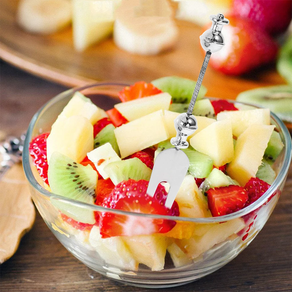 

2 Pcs Beadable Fruit Forks Stainless Steel Cute Salad Dessert Snack Forks Reusable Portable Kitchenware