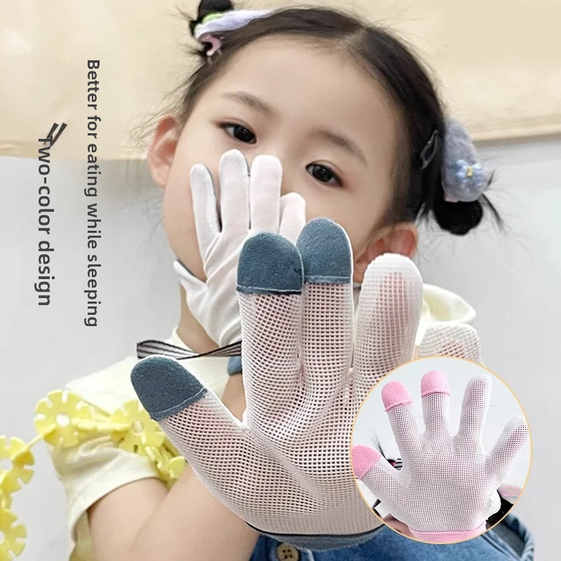 Baby Thumb Sucking Prevention Gloves Double-Sided Mesh Gloves Infant Anti-Chewing Thumb Protector Soft Elastic Fabric Mittens
