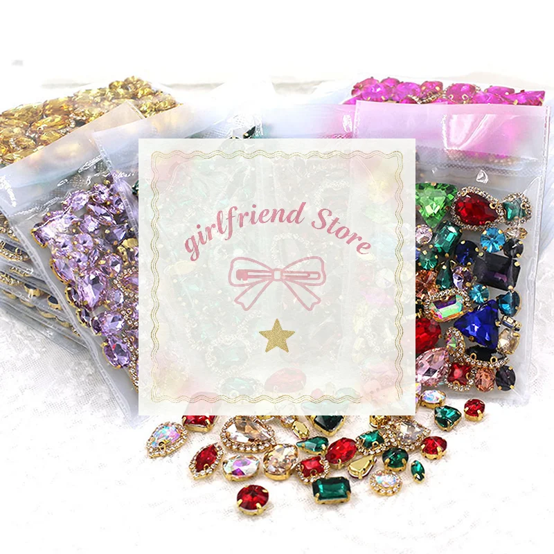 

Блестящая 24-цветная смешанная форма, пришивная стеклянная страза, золотой коготь, хрустальная пряжка, свадебное украшение своими руками, одежда/обувь/платье