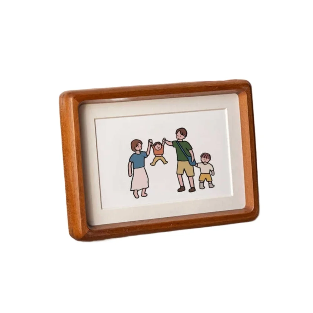 for Natural Solid Wood Frame Photo Frame Tabletop Display Brown Rectangular Display Stand Solid Wood Construction
