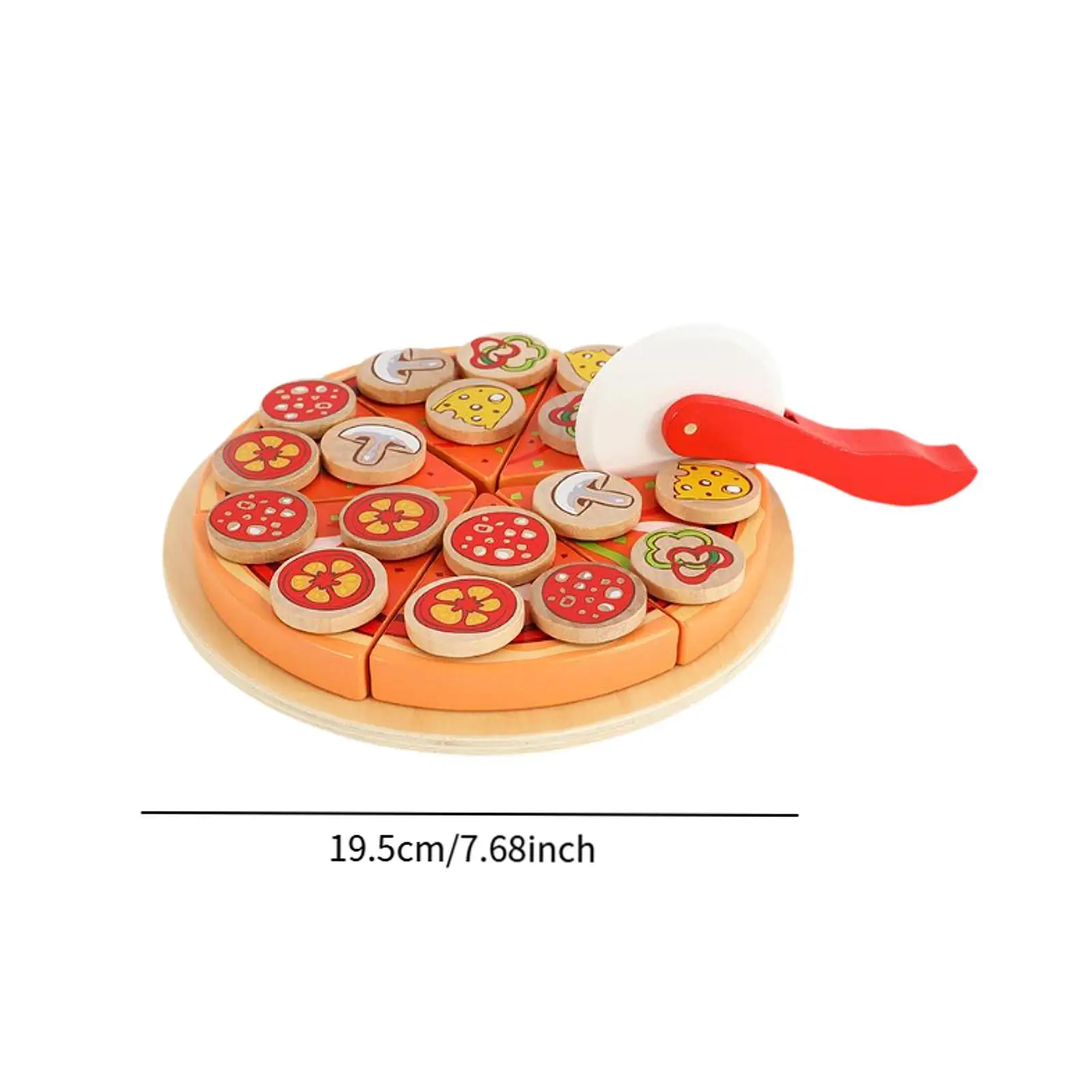 Wooden Pizza Toy Educational Learning Toy Kitchen Toy Pretend Play Cutting Food Play Toy for Children Boys Girls Birthday Gifts