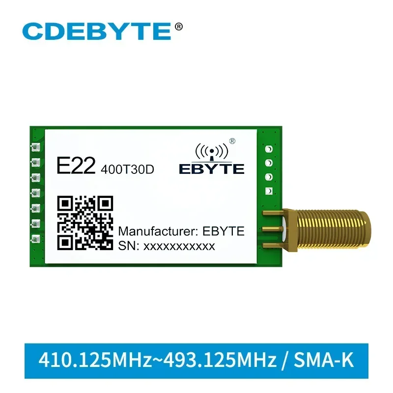 

5Pcs LoRa Module CDEBYTE E22-400T30D 433MHz 30dBm 8km SMA-K Antenna DIP TTL 3.3V-5V LoRa UART Wireless Module Transceiver