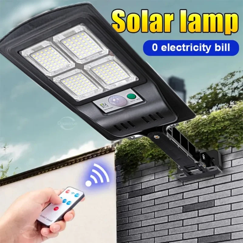 

Solar lamps for outdoor Street light IP65 Waterproof Four Grids 140 BULBS Motion Sensing LED Spotlight Angle Bright Night Lights