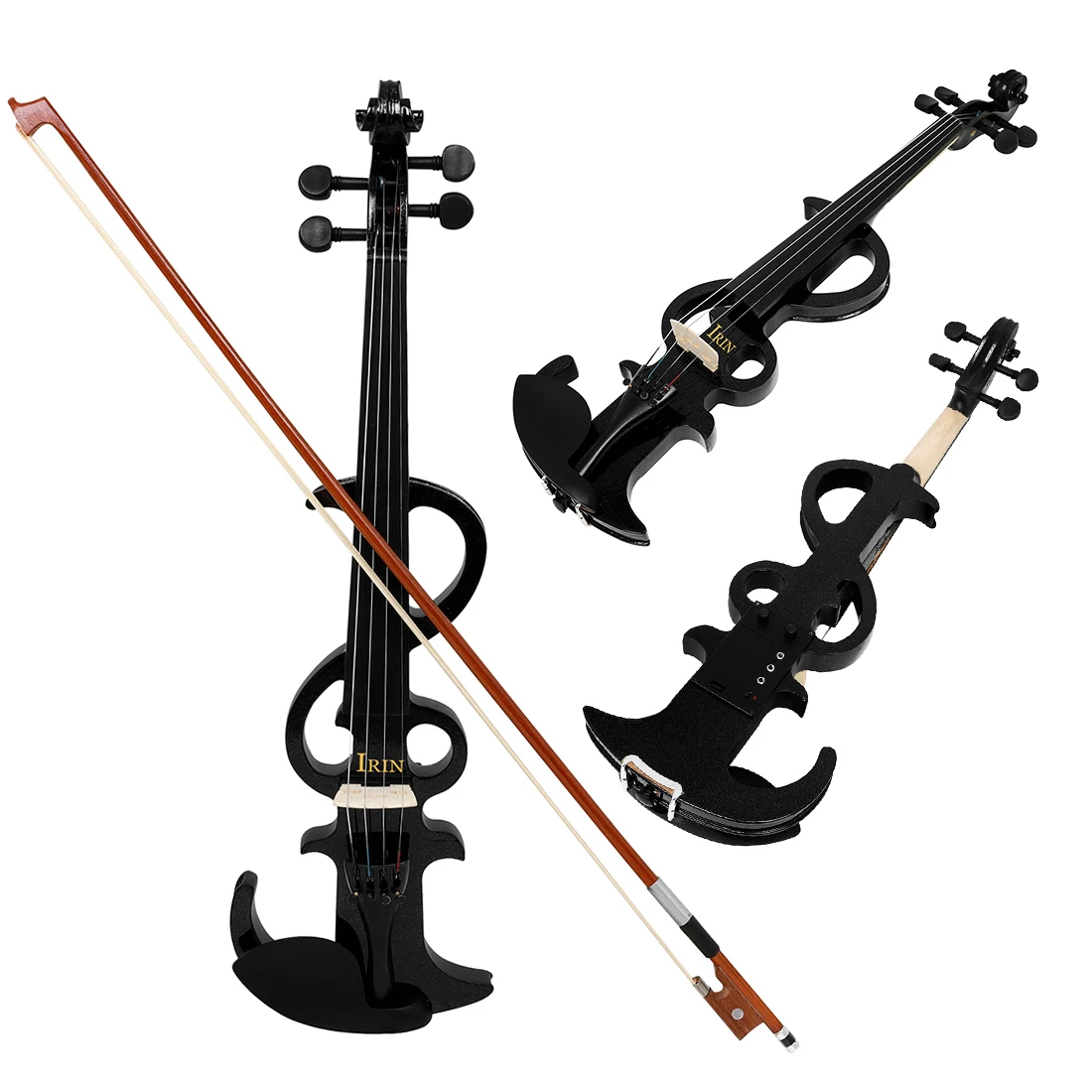 IRIN Electric Violin Right Handed 4/4 Electric Silent Violin Fiddle Accessories W/4/4 Violin Bow & Fiddle Bridge & Violin Case