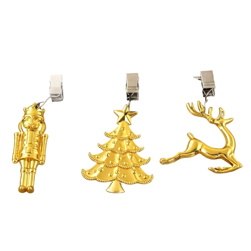 Christmas Tablecloth Clip 3 Piece Metal Holiday Table Fasteners for Dinner Tables, Small Tablecloth Set for Family Meals B03E