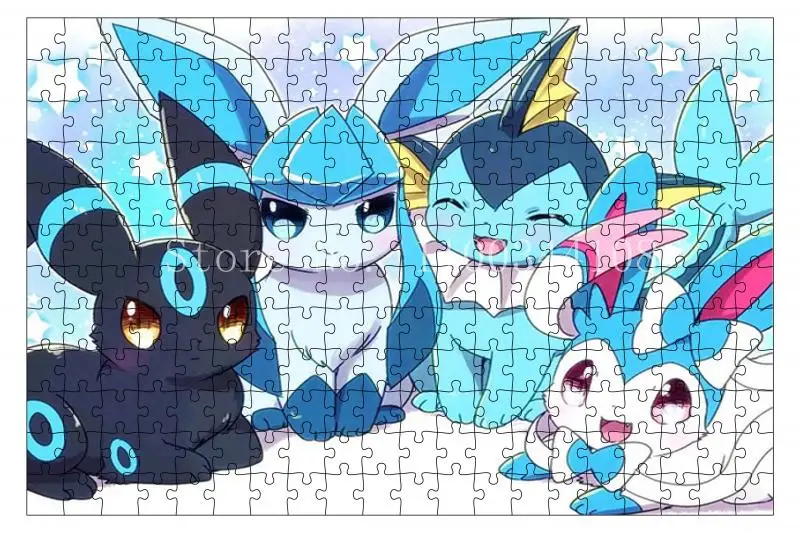 Cartoon Pokemon Eeveelution Jigsaw Puzzle Espeon Umbreon Fantasy Painting Creative DIY Imagine Early Childhood Education Toys