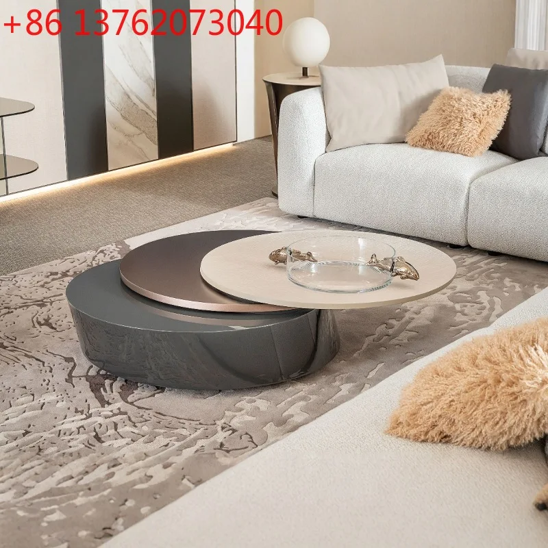 Tavolino girevole minimalista italiano soggiorno tavolo da tè in acciaio inossidabile per uso domestico luce di lusso ad alto senso