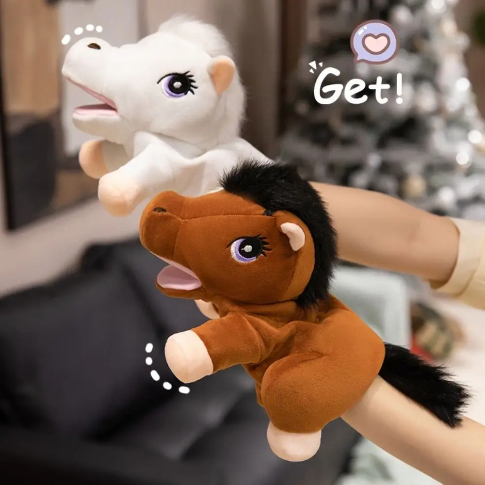 Cheval Animal petit cheval marionnette Simulation conte de fées peluche cheval jouets doux éducation précoce main doigt histoire marionnette