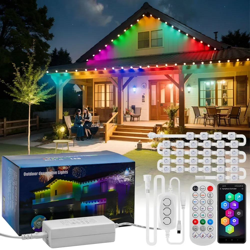 Outdoor Waterproof Permanent Christmas Track Lights Holiday Decoration RGB IP67  Pixel Led Point Light Eaves Lighting