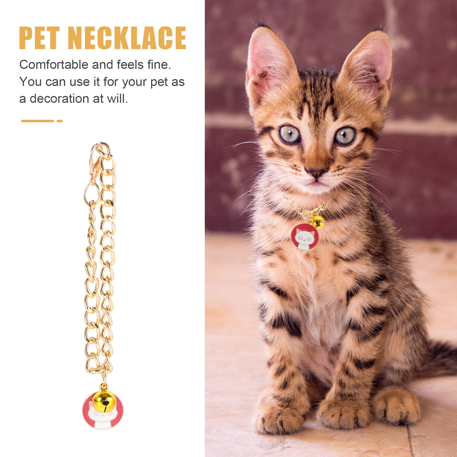

Carton Design Pet Collar Small Pendant Durable Practical Pet Cat Necklace Party Decoration Lovely Kitten Collar