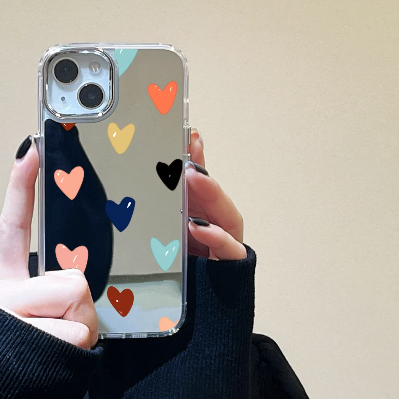 Colorful Love Heart Case For iPhone 15 14 11 12 13 Pro Max X XR XS Max iPhone11 iPhone14 Soft Silicone Shockproof Cover Funda