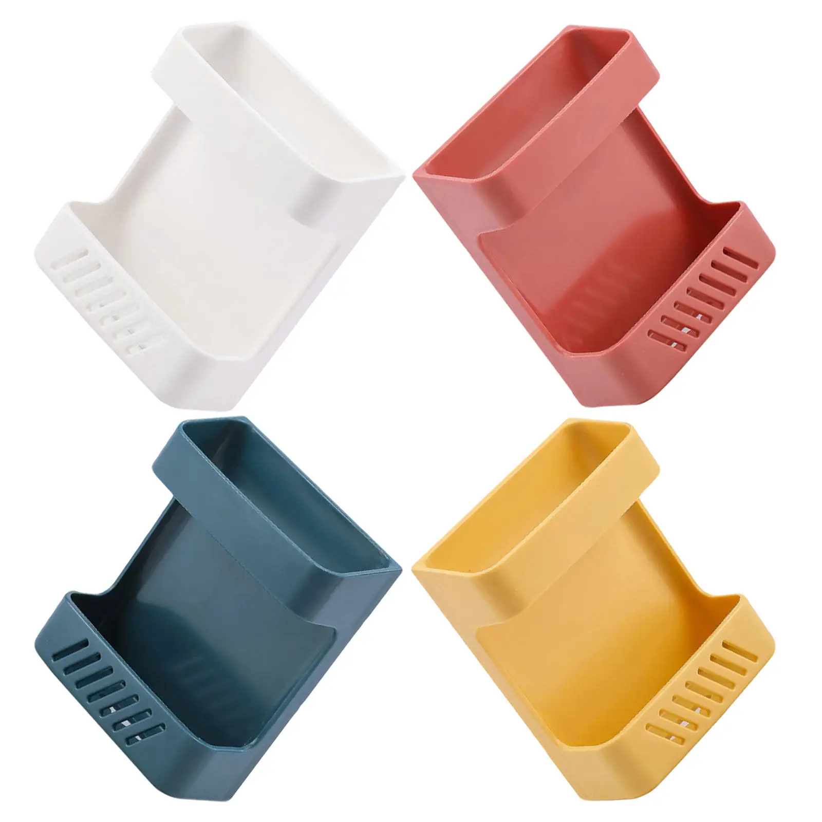 4Pcs Remote Control Storage Box Wall-Mounted Punch Free Plastic Storage Holder No Drill Wall Hanging Organizer Box for Bedroom