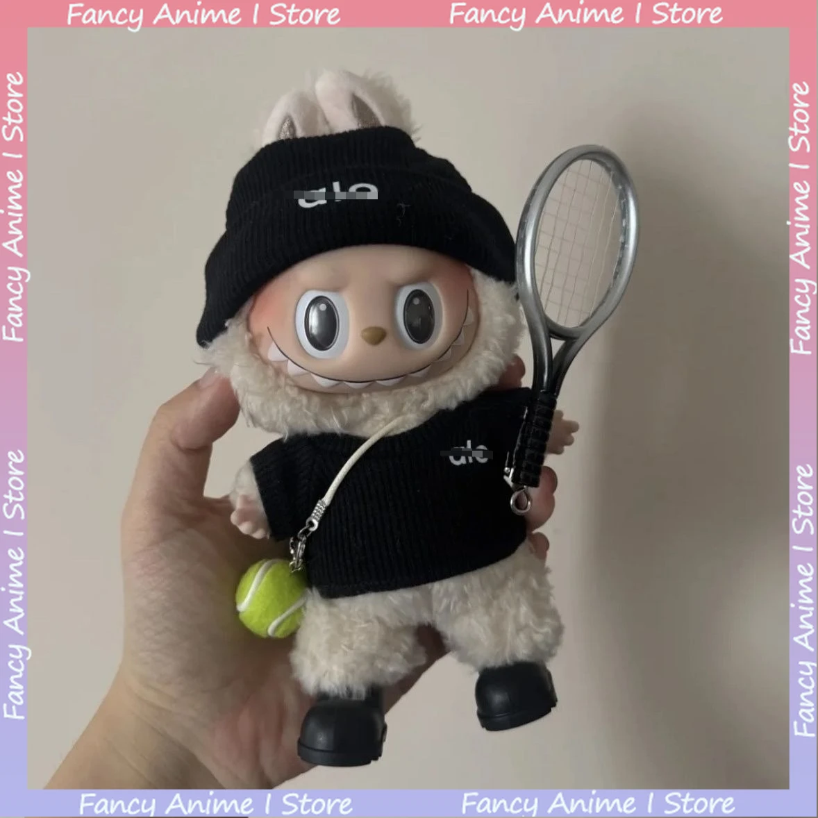 ل V1 V2 V3 Labubu دمية صغيرة تنس الرياضة الحركة نمط الملابس مع كرة صغيرة ومضرب الزي مجموعة الإكسسوارات الهدايا