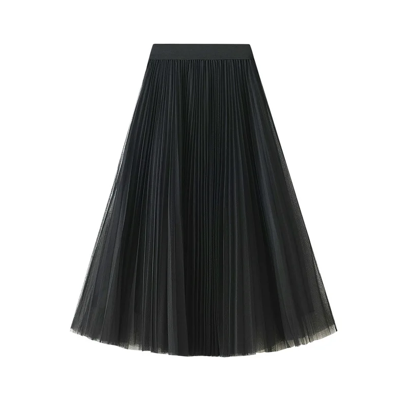 

Luxury and beautiful mesh skirt for women 2025, slim and elegant mid length pleated skirt, A-line skirt, princess skirt new