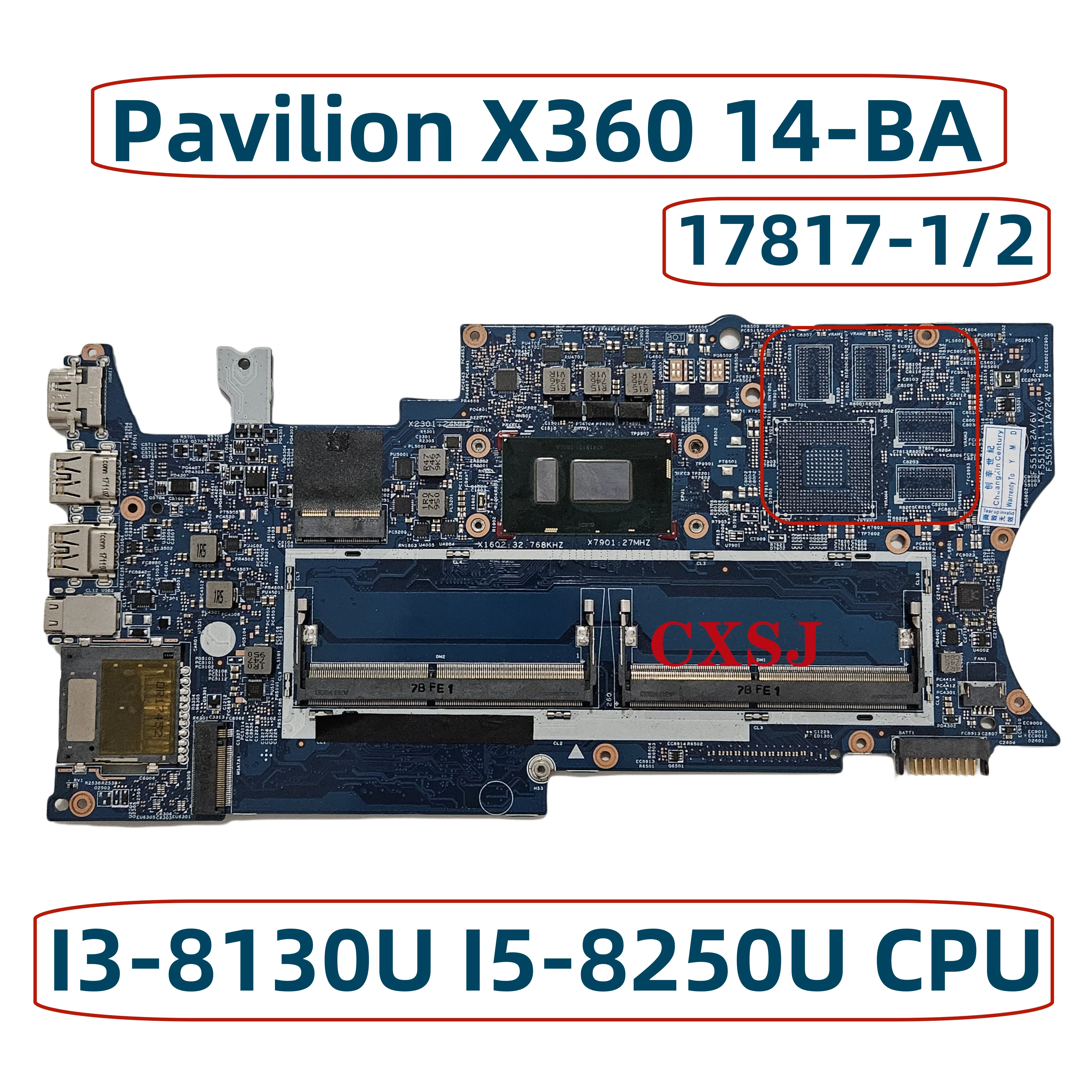 

940756-001 940756-501 для HP Pavilion X360 14-BA 14M-BA материнская плата для ноутбука с искусственными элементами DDR4 17817-1/2 448.0BZ10.0021