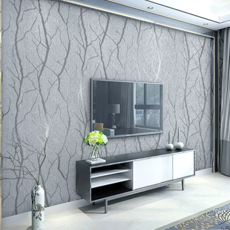 Imagem -02 - Deer Skin Thickened Non-woven Wallpaper Linhas Minimalistas Modernas Veludo 3d Sala de Parede Alta Qualidade Rolo