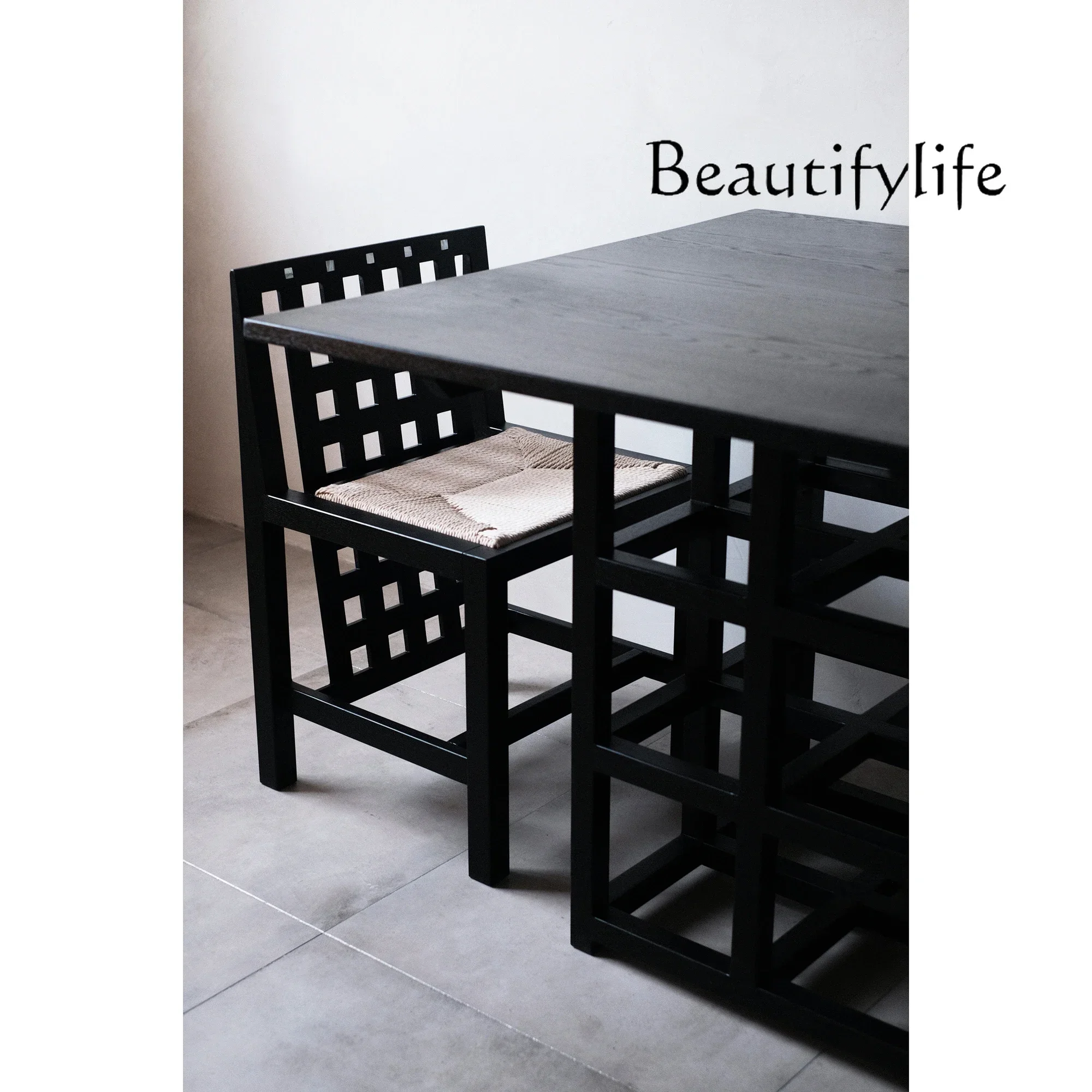 N17 Artistic Style Log Designed by a Maestro American Simple Modern Stitching Solid Wood Antique Style Dining Table