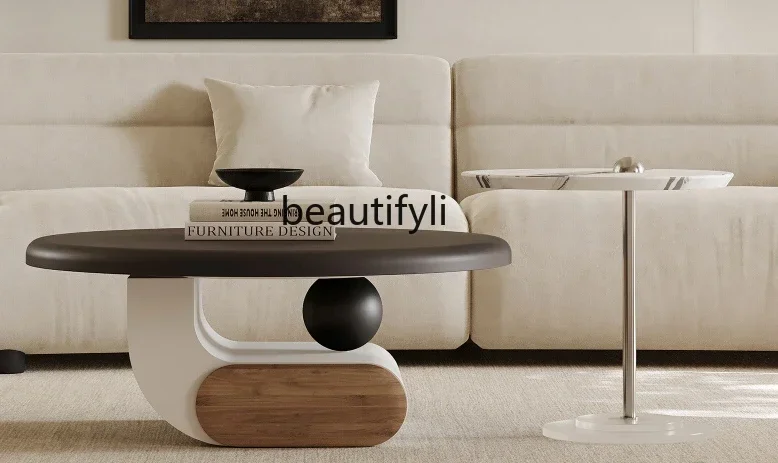 

LX37Minimalist coffee table combination round light luxury slate designer hollow artistic creative living room homeSSS