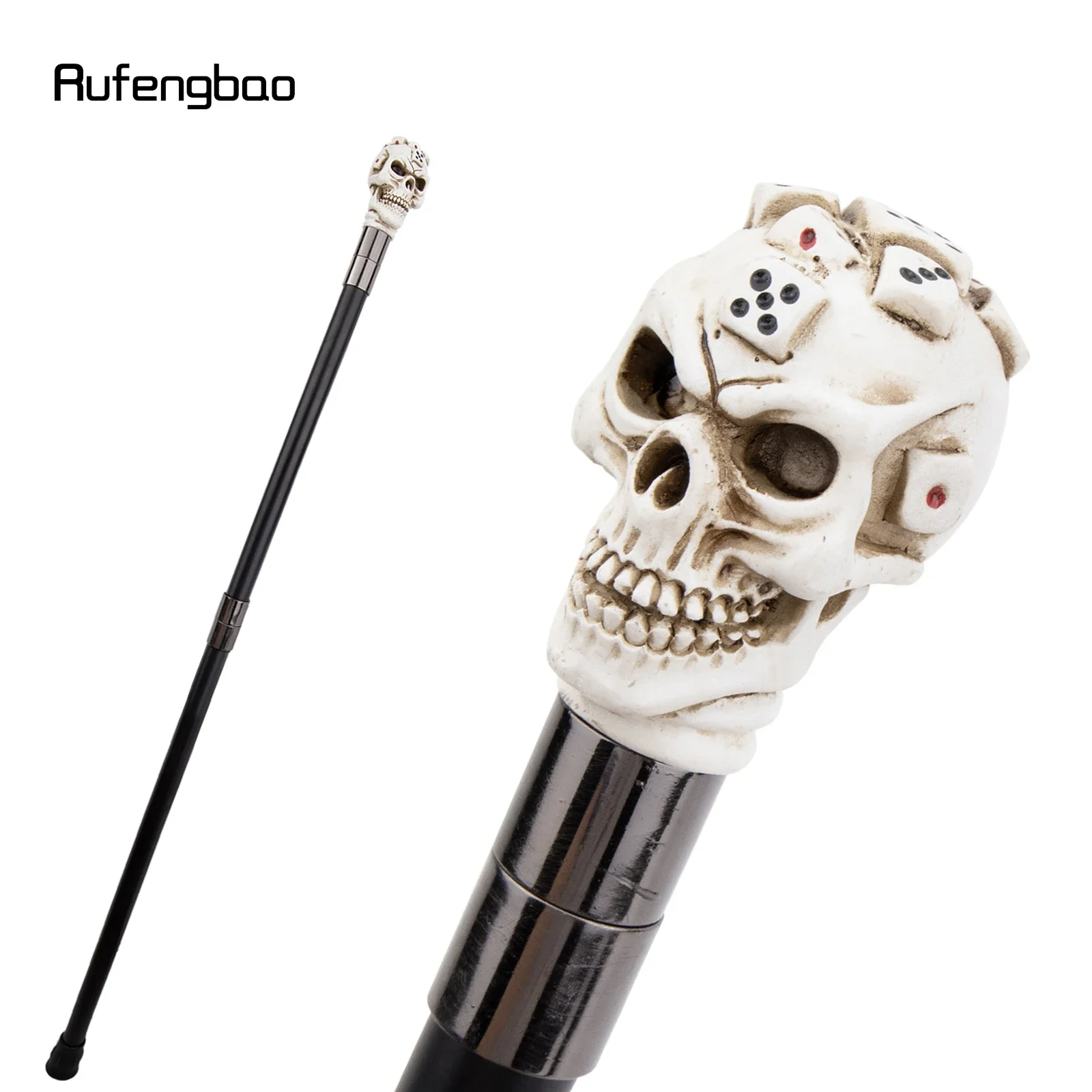 White Resin Dice Skull Head Walking Cane Fashion Stage Cane Decorative Stick Halloween Cosplay And Parties, For Cosplay & Party view 6