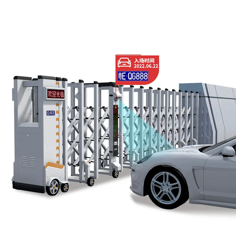 custom.Automatic Double Door Retractable Stainless Steel Gate Outdoor Use in Factories and Hotels