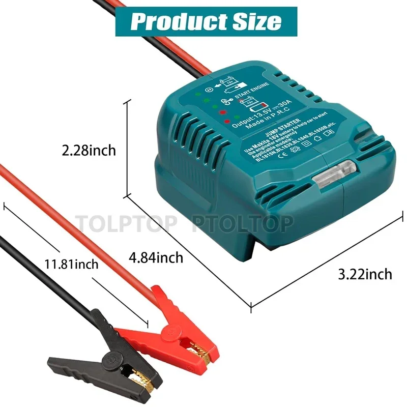 NEW Jumper Cables Adapter For Makita/Dewalt/Milwaukee 18V Battery Car Igniter charger 11AWG Jump Starting Auto Booster Cable