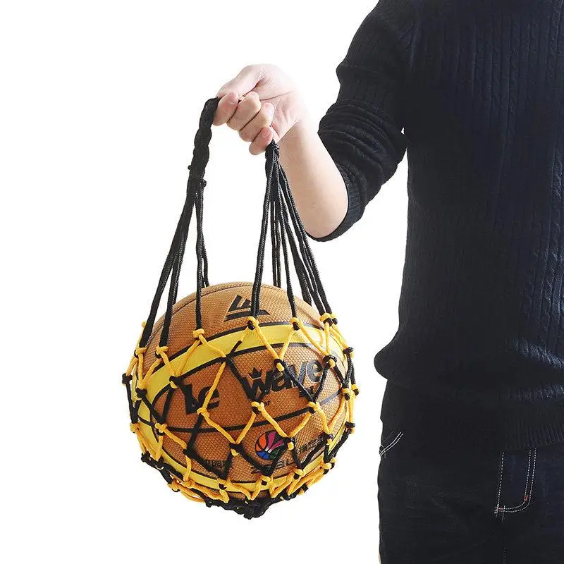 

textureNylon Football Net Bag Single Ball Storage Portable Carry Bold Durable Soccer Ball Holder for Outdoor Sports Training