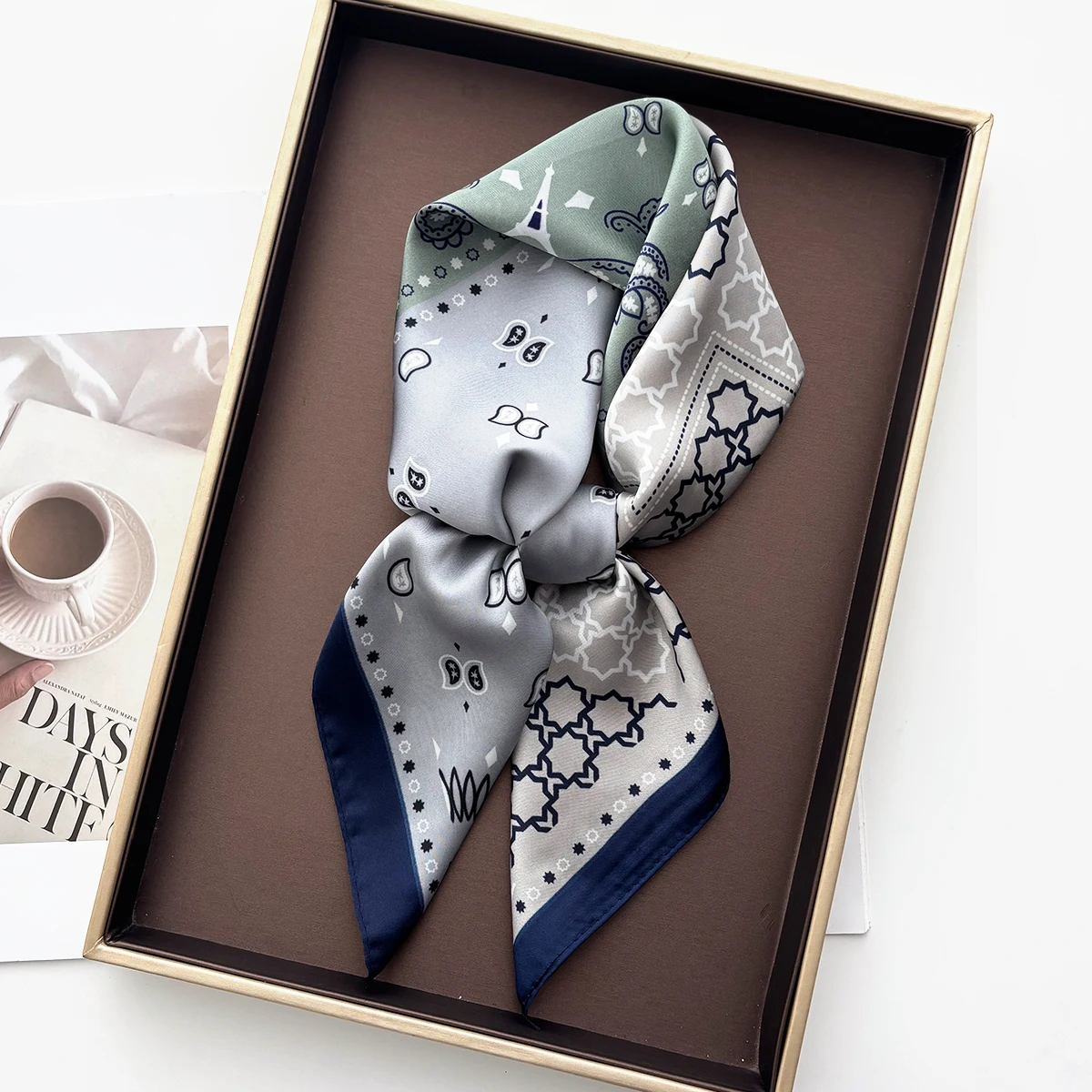 

Soft Satin Imitation Silk Scarves Bandanas For Women Luxury Cashew Square Scarf Hijab Neckerchief Elegant Shawl Wraps